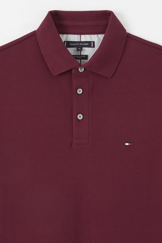 Polo bordeaux manches courtes Tommy Hilfiger homme coton et élasthanne