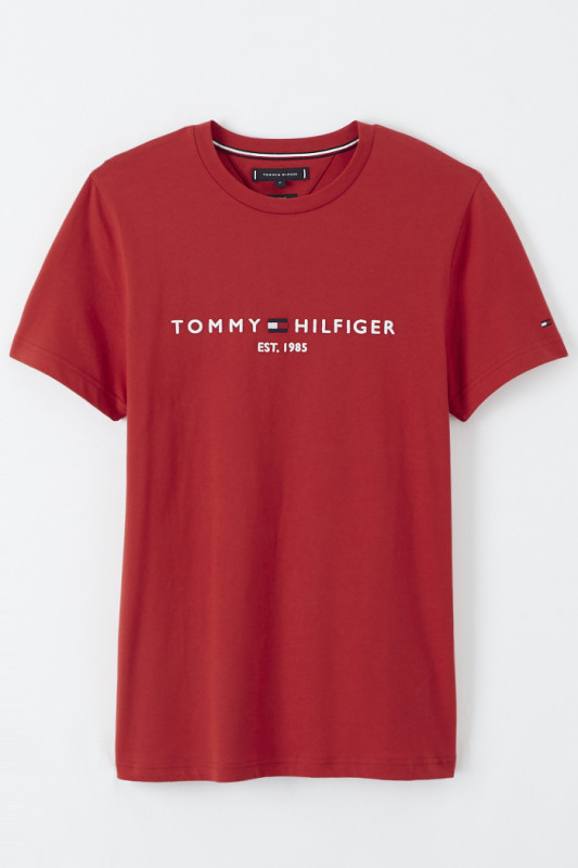 T-shirt rouge en coton biologique Tommy Hilfiger homme
