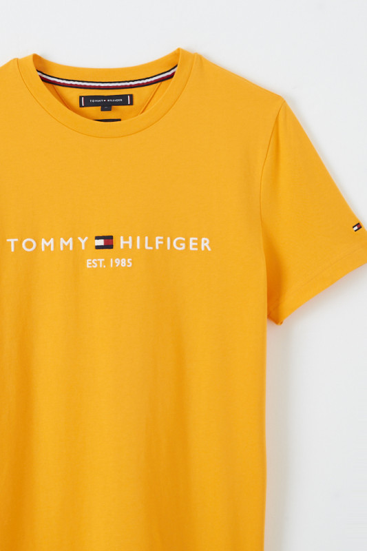 T-shirt orange en coton biologique Tommy Hilfiger homme manches courtes