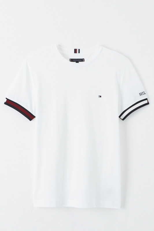 T-shirt blanc à revers Tommy Hilfiger homme