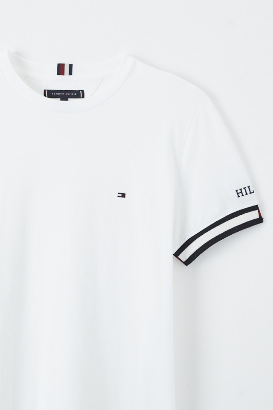 T-shirt blanc à revers Tommy Hilfiger homme manches courtes