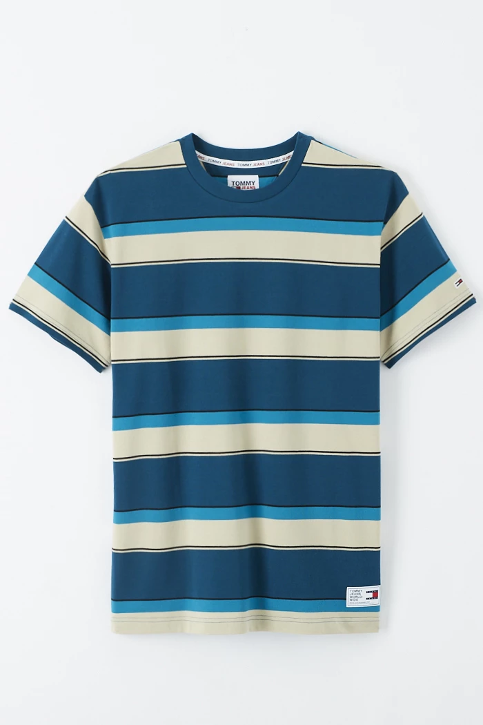 T-shirt Rayé Bleu Crew Clothing Co. - Homme Taille S - 100% Coton (Occasion)