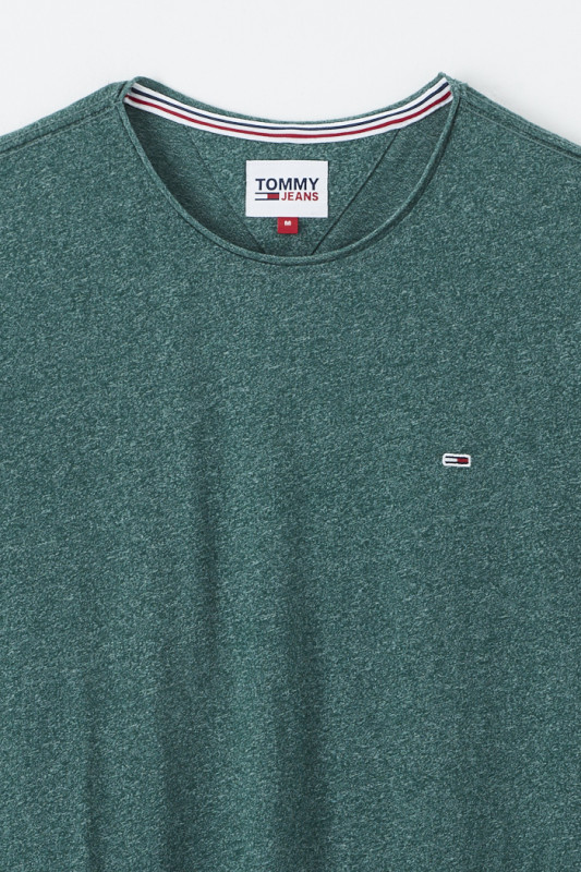 T-shirt effet chiné vert col rond Tommy Hilfiger homme manches courtes
