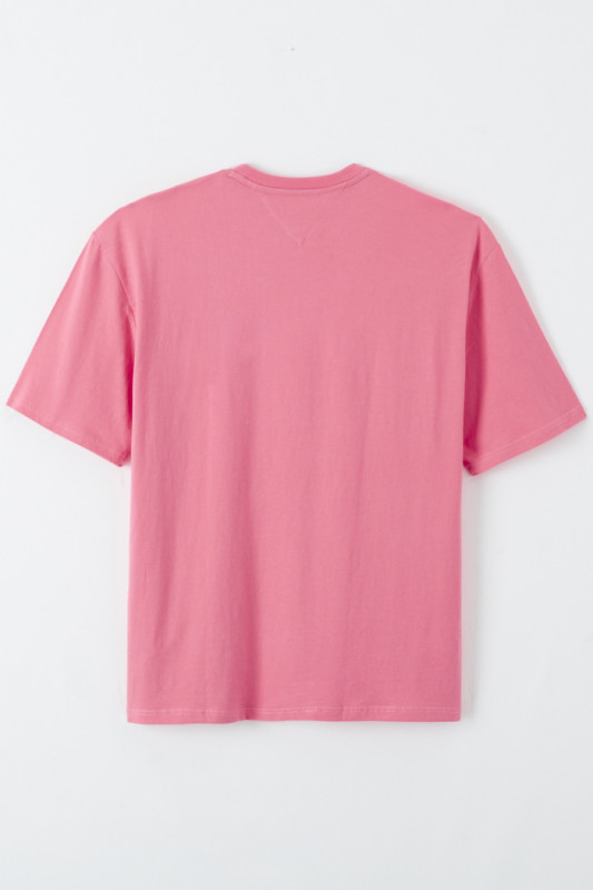 T-shirt rose en coton manches courtes Tommy Hilfiger homme col rond