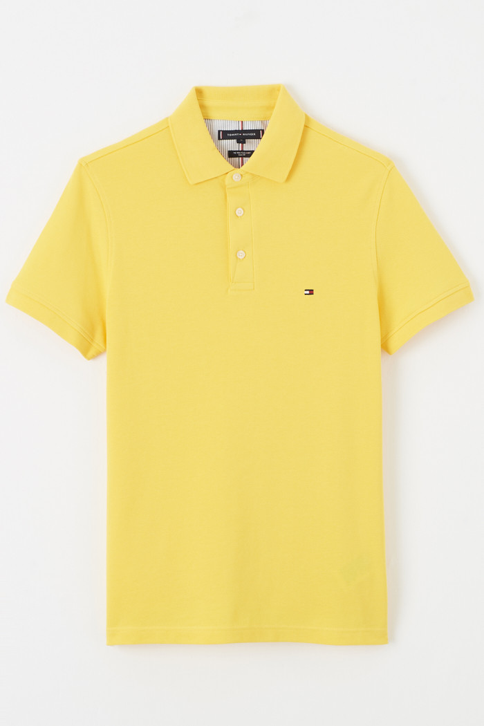 Polo jaune en coton Tommy Hilfiger homme manches courtes