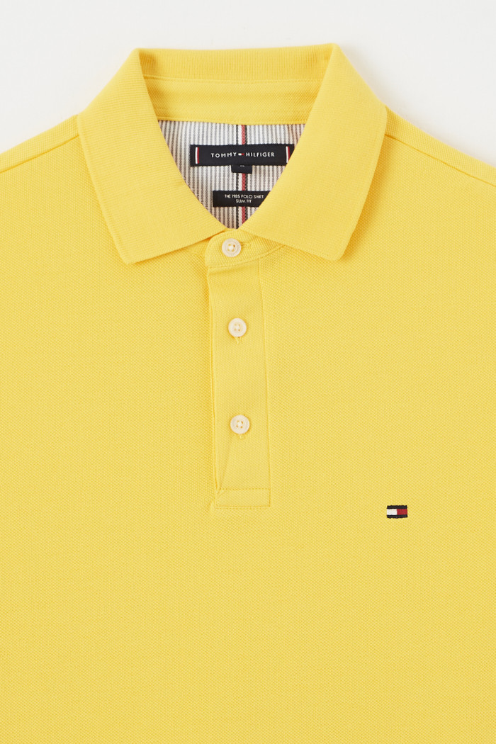 Polo jaune en coton Tommy Hilfiger homme manches courtes