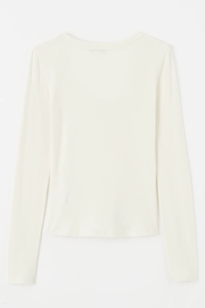 shirt blanc haut manche longue tommy hilfiger femme T-shirt blanc slim col tunisien femme Tommy Hilfiger Destock Jeans