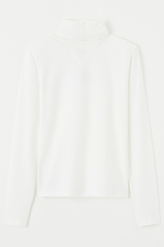 Pull blanc slim col roulé Tommy Hilfiger