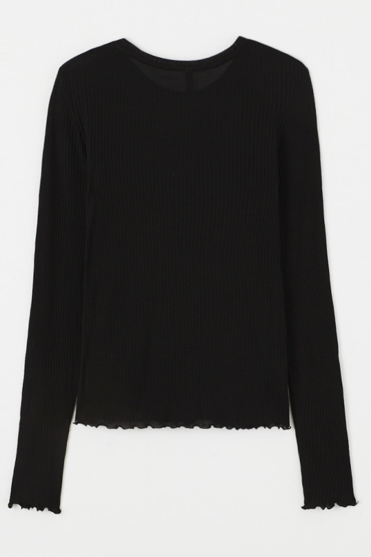 Top slim fit col rond noir Only