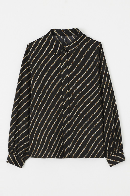 Chemisier noir motifs fleurs coupe droite Only femme