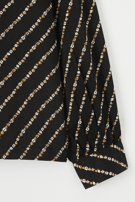 Chemisier noir motifs fleurs coupe droite Only femme manches longues