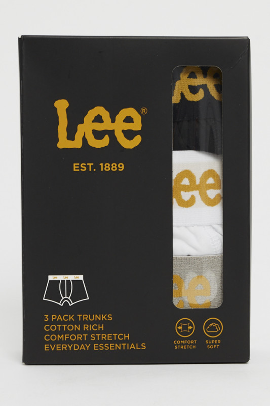 Lot de 3 boxers gris blanc et noir Lee