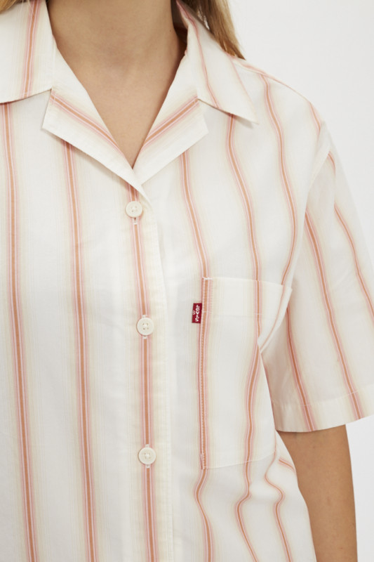 Chemise manches courtes à rayures pour femme