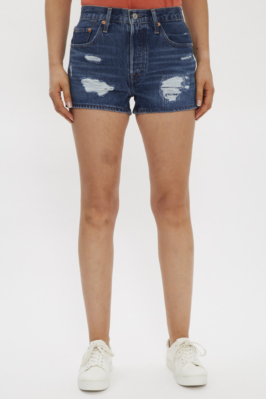 short en jean 501 original dark indio effet usé levi's