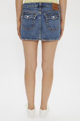 Jupe en jeans bleu denim extra courte femme