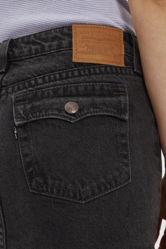 Mini jupe noir en jeans en coton pour femme
