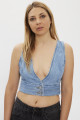 Crop-top Raine en denim indigo stonewash