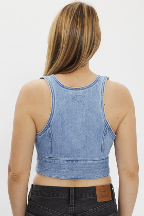 Crop-top Raine de Levi’s en denim indigo stonewash femme
