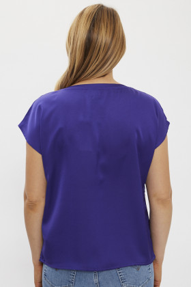 Blouse bleue satinée pour femme