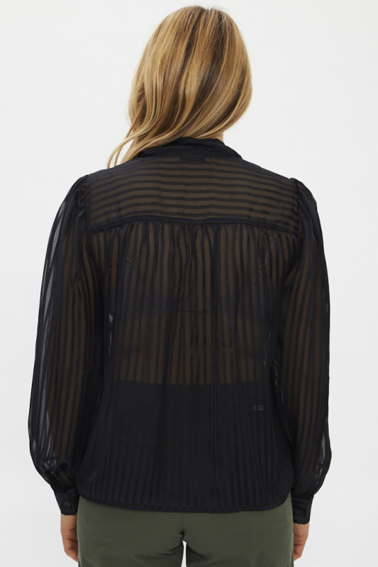 Blouse noire col lavallière manche longues