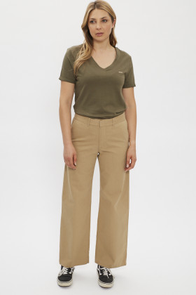 T-shirt vert kalamata col V en coton Only
