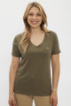 T-shirt vert kalamata col V en coton