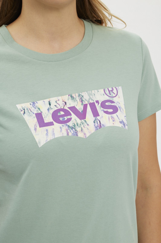 T-shirt fantaisie vert d'eau pour femme