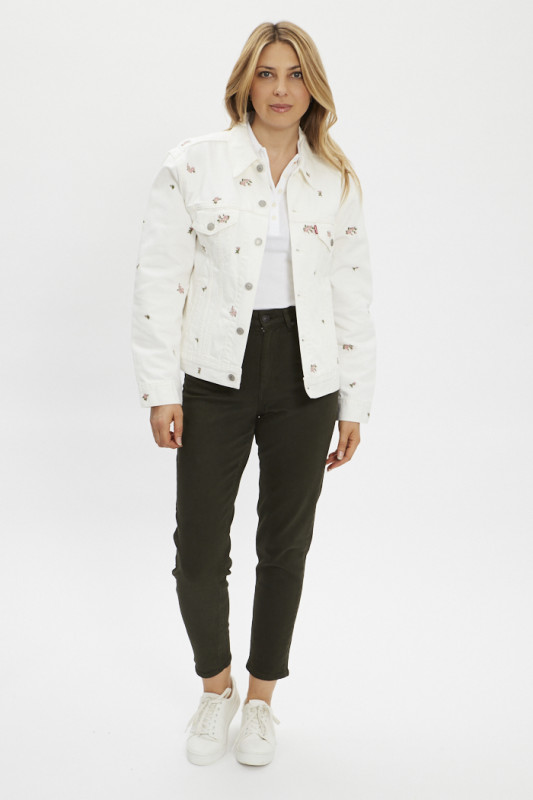 Veste en jeans blanche avec roses brodées pour femme Levi's