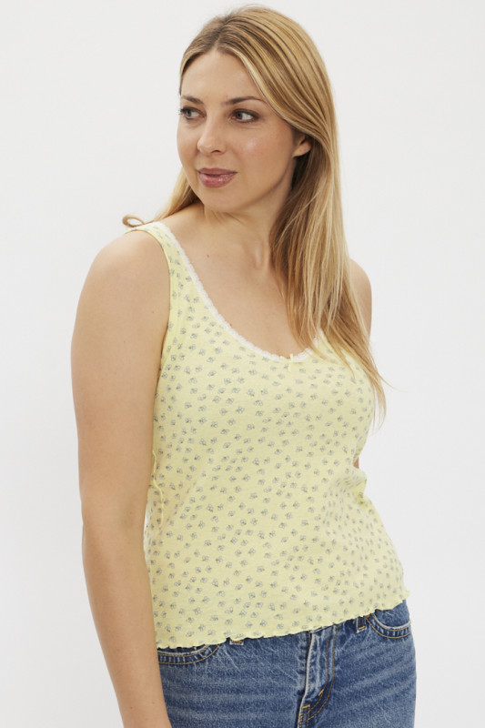 Top jaune à fleurs Dry Goods pour femme