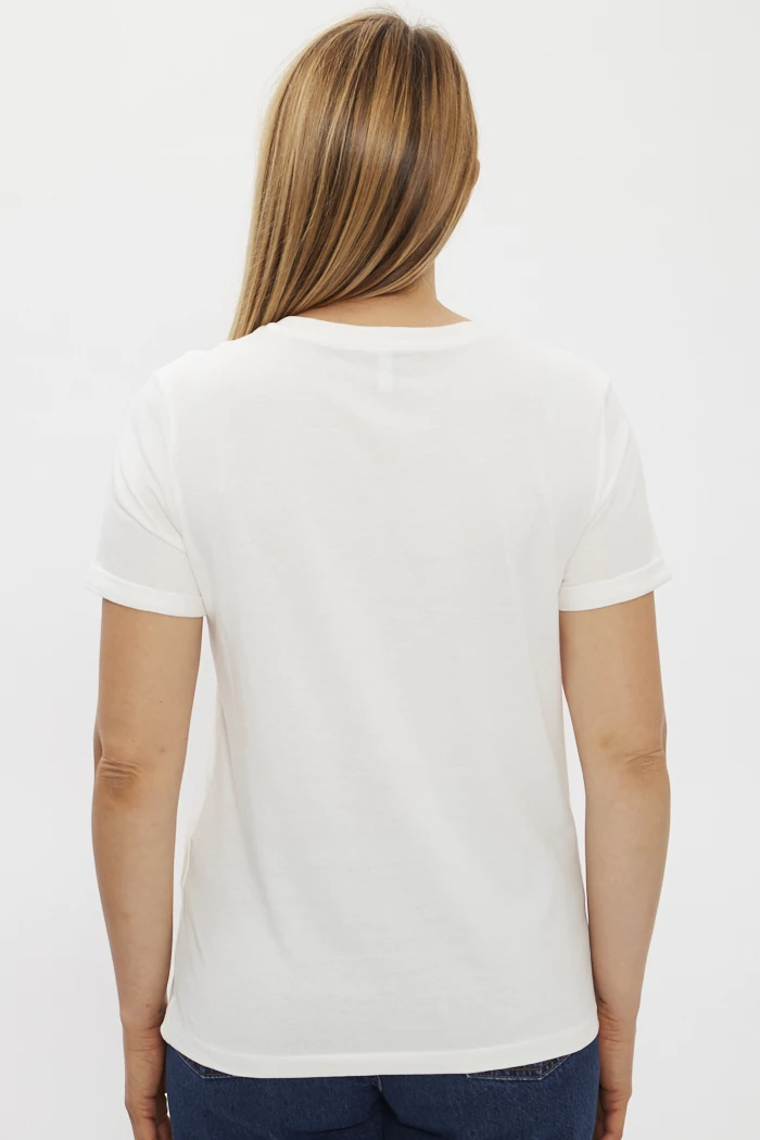 Tshirt Blanc Manches Courtes - Femme - Imprimé Lunettes - R EDITION