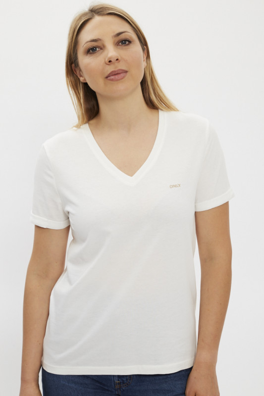 T-shirt blanc manches courtes Only pour femme