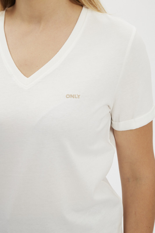 T-shirt blanc manches courtes Only en coton