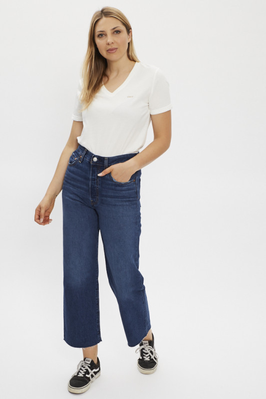 T-shirt blanc manches courtes Only col V