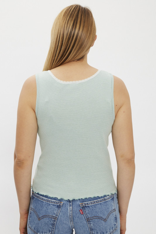 Top vert sans manches Dry Goods pour femme en coton