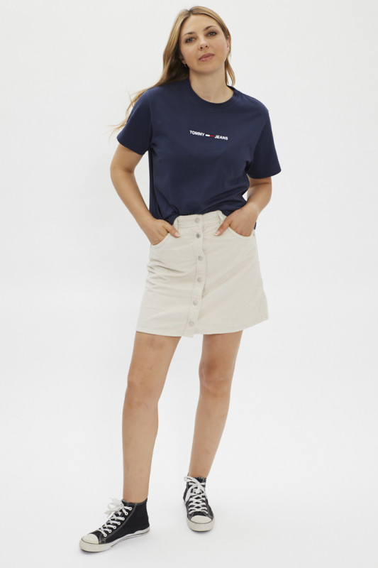 T-shirt bleu marine coupe courte pour femme Tommy Hilfiger