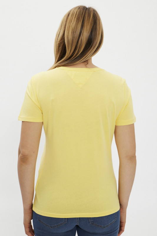 T-shirt jaune en coton biologique femme tommy hilfiger