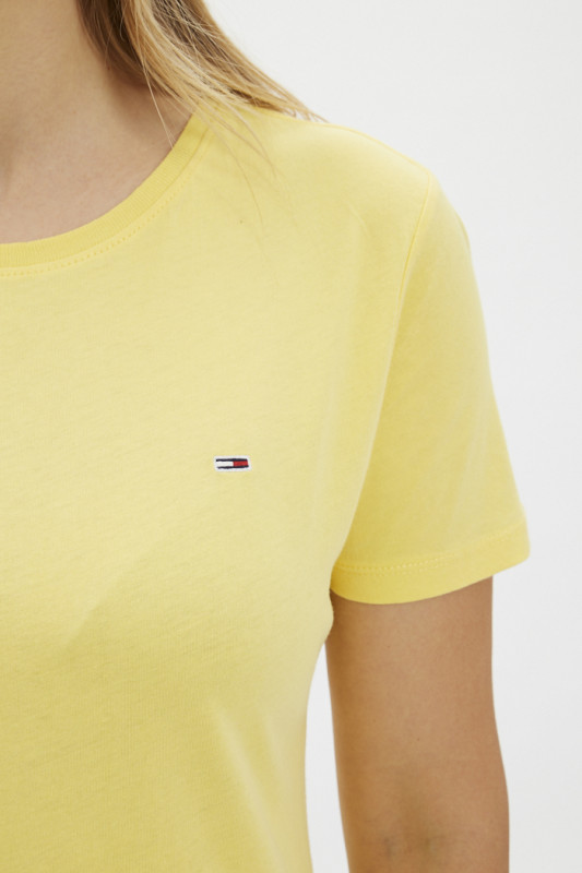 T-shirt jaune en coton biologique femme coupe droite