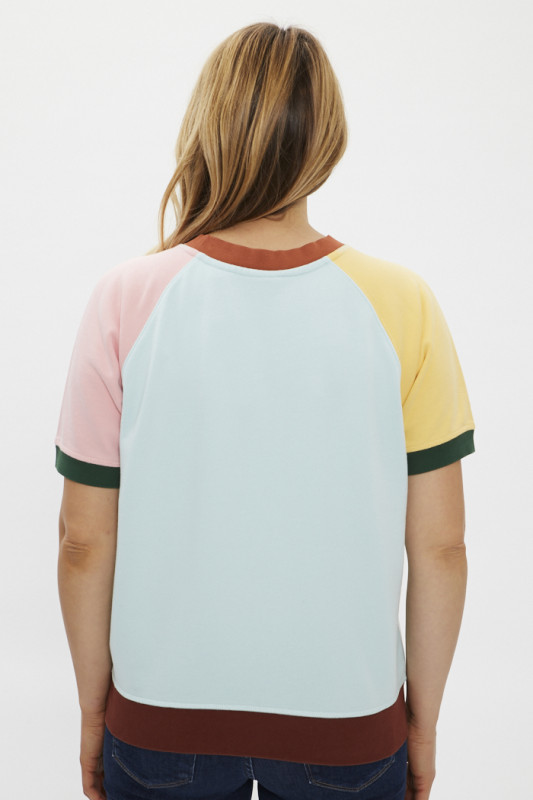 Sweat-shirt multicolore à manches courtes