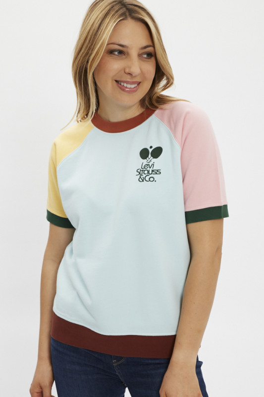 Sweat-shirt multicolore à manches courtes femme