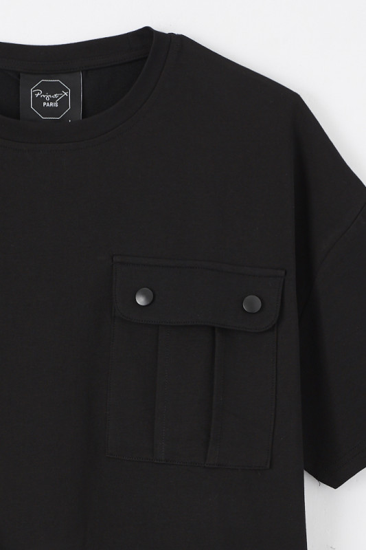 T-shirt manches courtes à poche noir