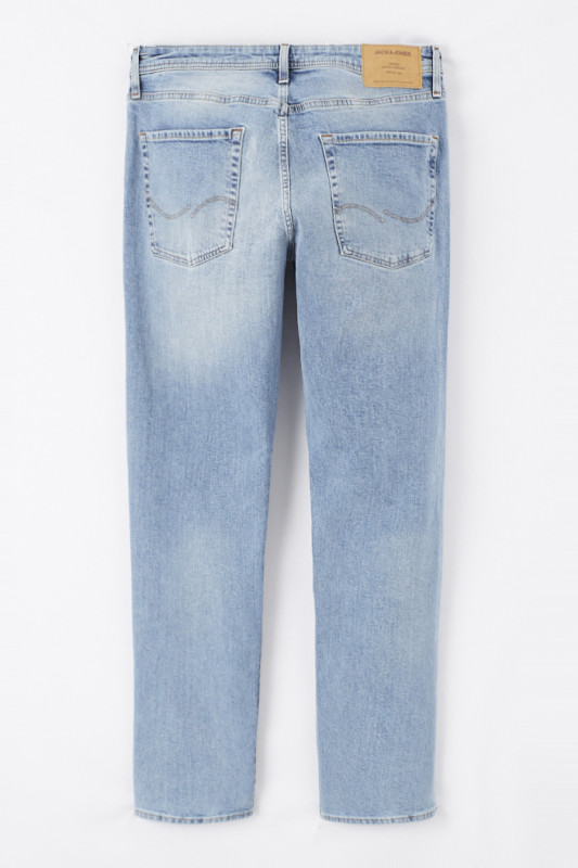Jeans bleu denim coupe tapered coton mélangé