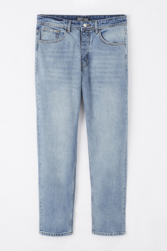 Jeans bleu denim délavé coupe confort homme