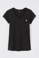 T-shirt noir col V coupe slim