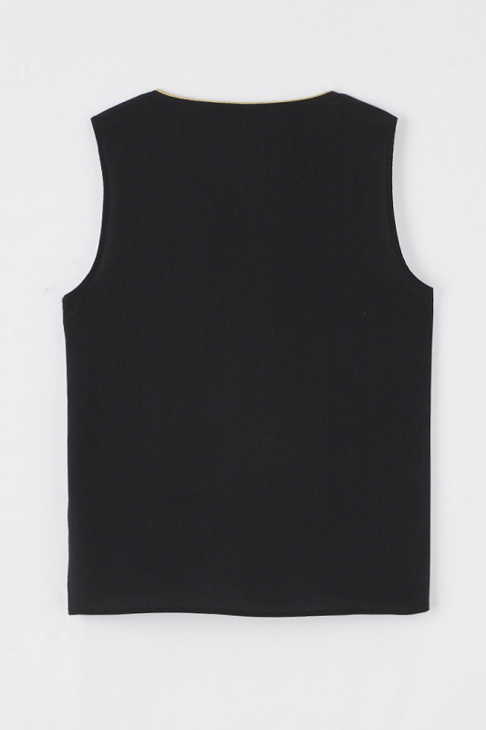 Top noir sans manches avec liseré or femme Only