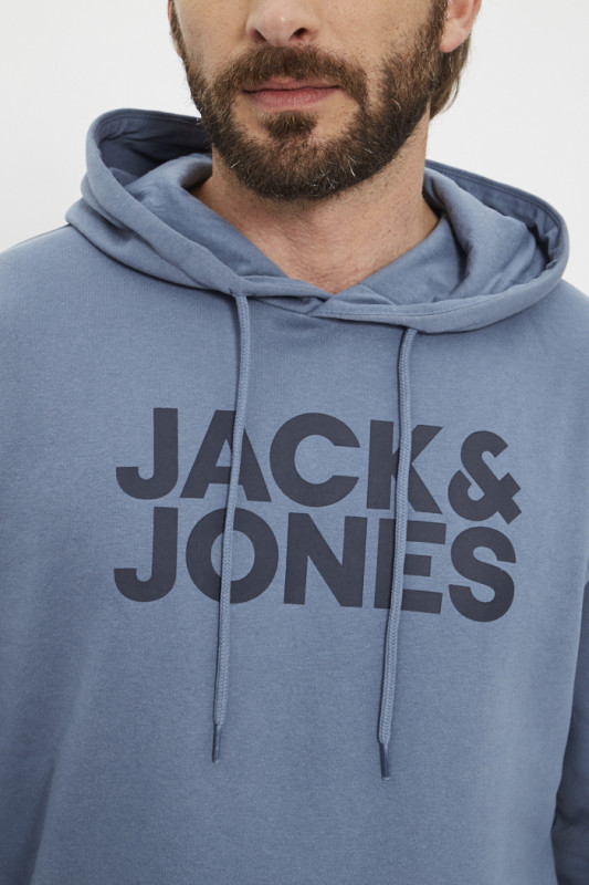 Sweat à capuche hood China blue en coton mélangé