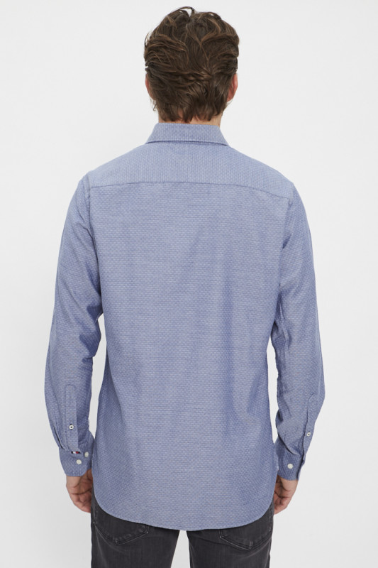 Chemise bleu indigo col boutonné