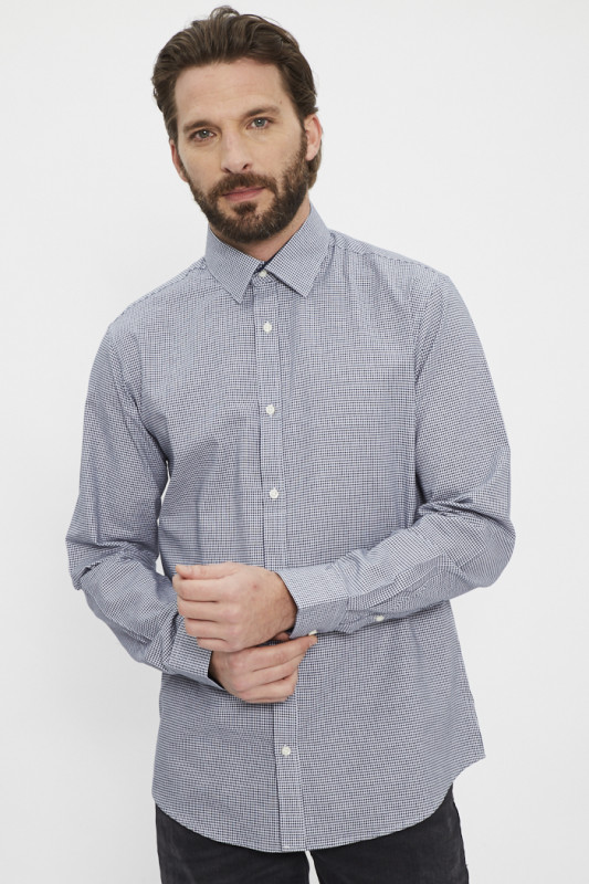 Chemise à petits carreaux Navy Blue pour homme