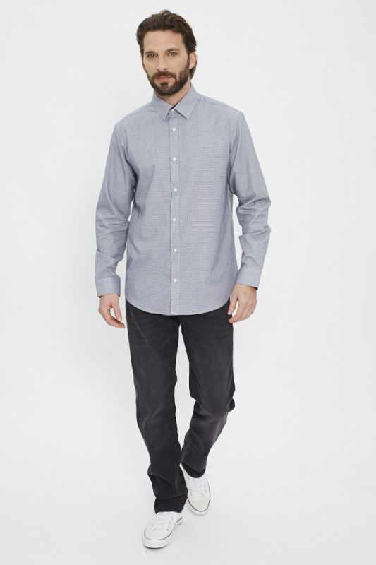 Chemise à petits carreaux Navy Blue en coton 