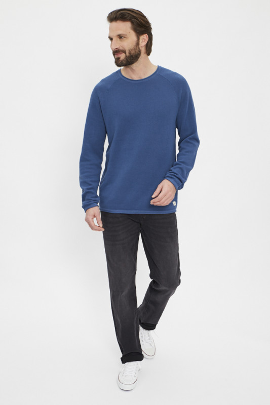 Pull maille col rond bleu indigo Jack & Jones