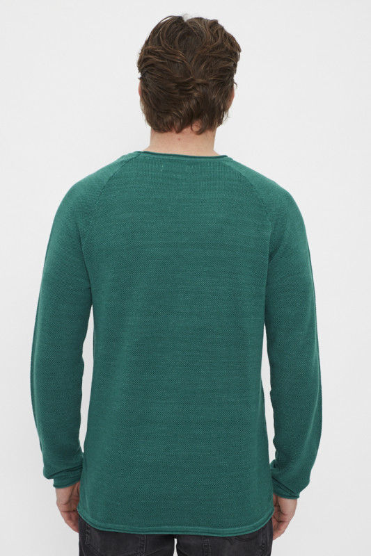 Pull maille col rond vert émeraude